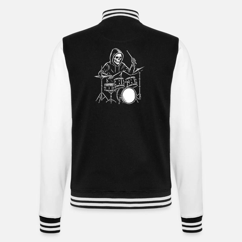 Grim Reaper plays drums - College Sweat Jacket - black/white