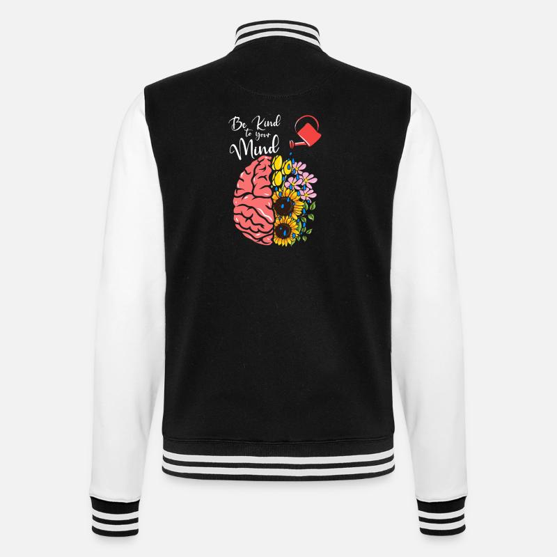 Mind Bloom: Brain & Flowers - College Sweat Jacket - black/white
