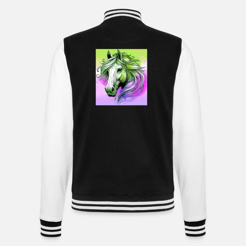 Pferd - College-Sweatjacke - Schwarz/Weiß