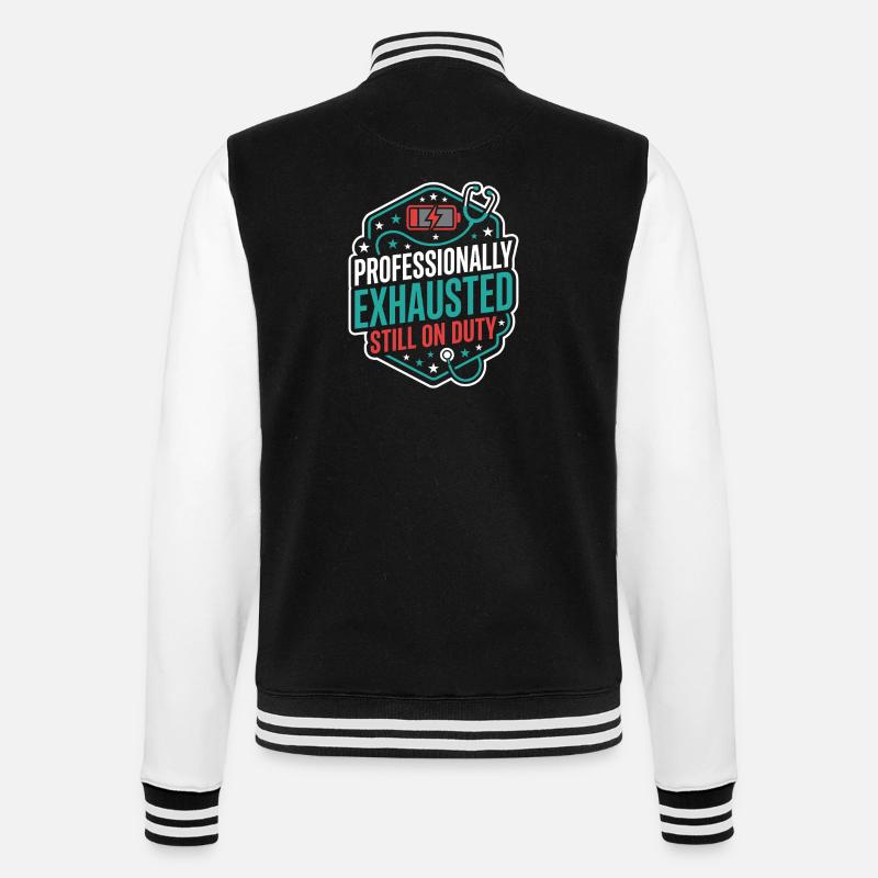 Night Shift Nurse, Tired - College Sweat Jacket - black/white