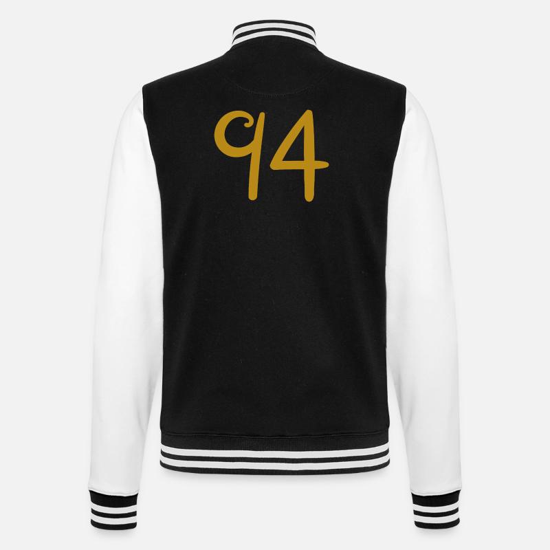 94 - College-Sweatjacke - Schwarz/Weiß