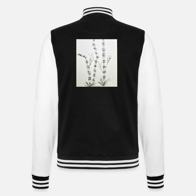 Bamboo Drawing in Ink Style - College Sweat Jacket - black/white