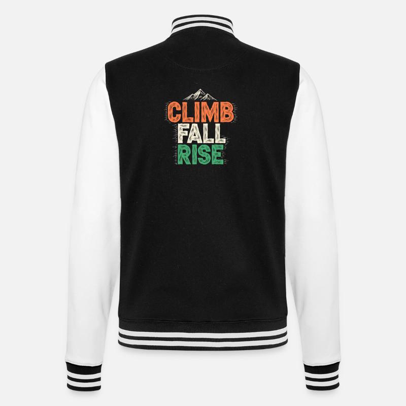 Klettern, Fall Klettern, Klettern – Berg - College-Sweatjacke - Schwarz/Weiß