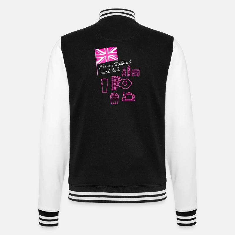 EXANGLIA (Pink + White Text) - College Sweat Jacket - black/white