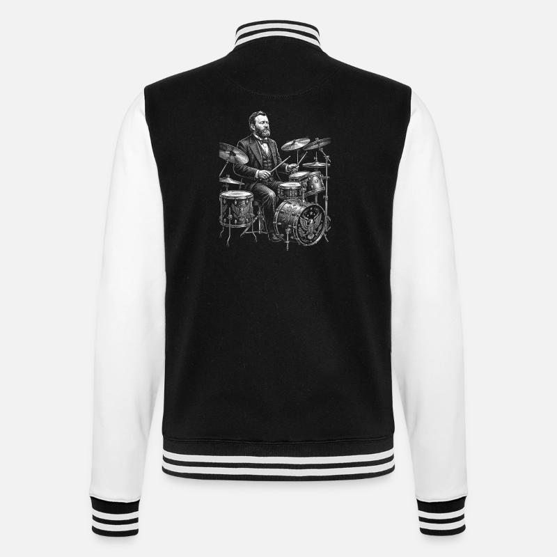 Ulysses S. Grant plays drums - College Sweat Jacket - black/white