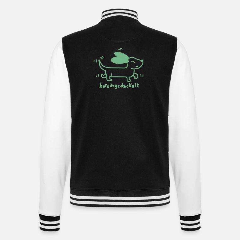  Dackel verspielt, handgezeichnet - College-Sweatjacke - Schwarz/Weiß