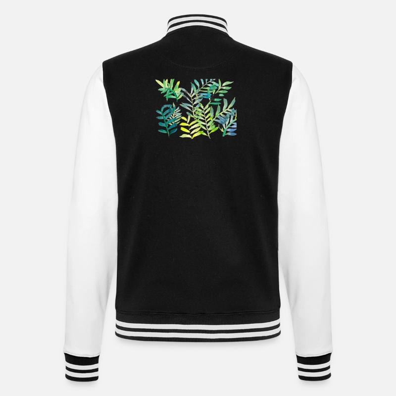 Branches de feuilles aquarelles - Veste Teddy - noir/blanc