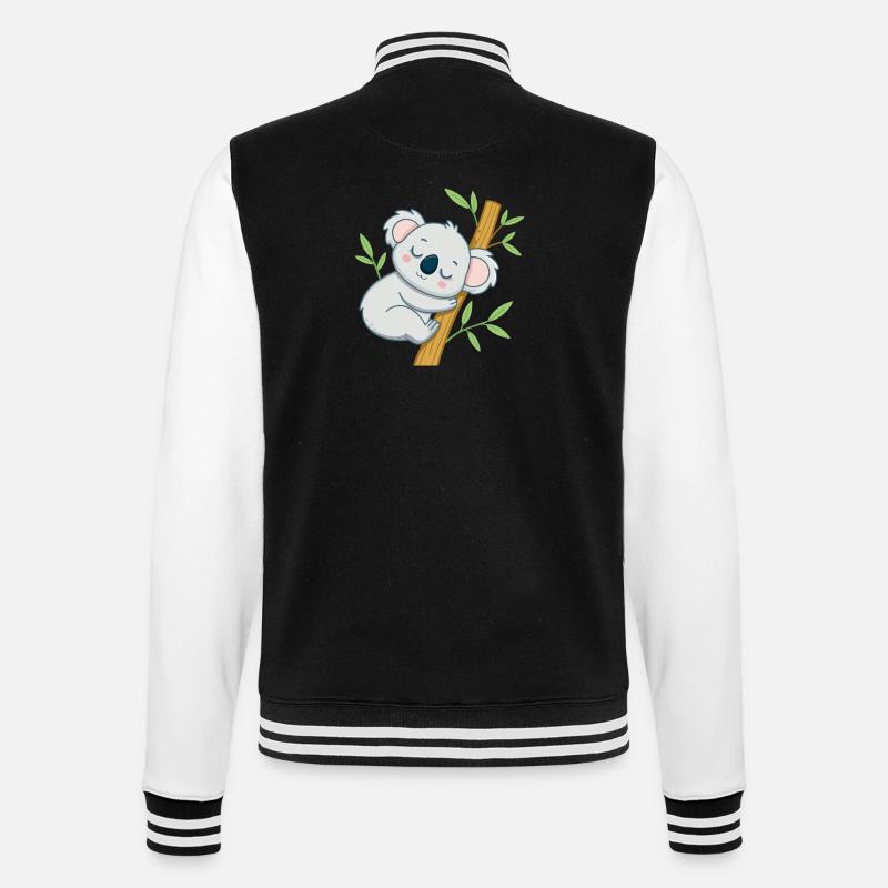 Koala dormeur sur branche - Veste Teddy - noir/blanc