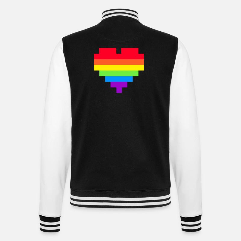 Pixel Heart Rainbow Flag - College Sweat Jacket - black/white