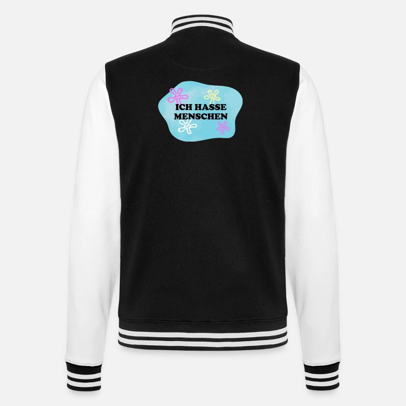 Ich hasse Menschen | Sarkastisches Retro Meme - College-Sweatjacke - Schwarz/Weiß