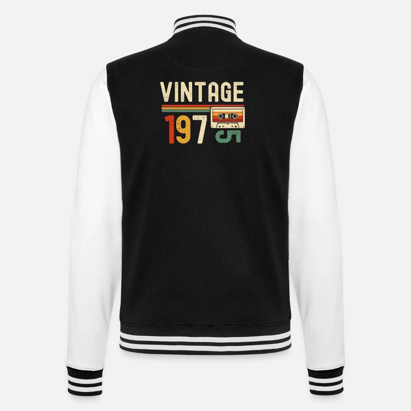 Retro 1970s Cassette - College Sweat Jacket - black/white