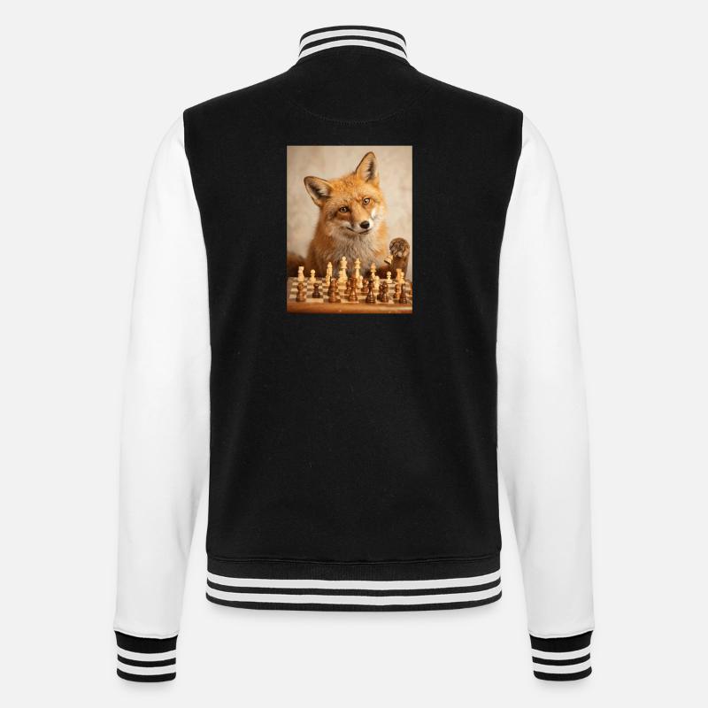 Fuchs spielt Schach - College-Sweatjacke - Schwarz/Weiß