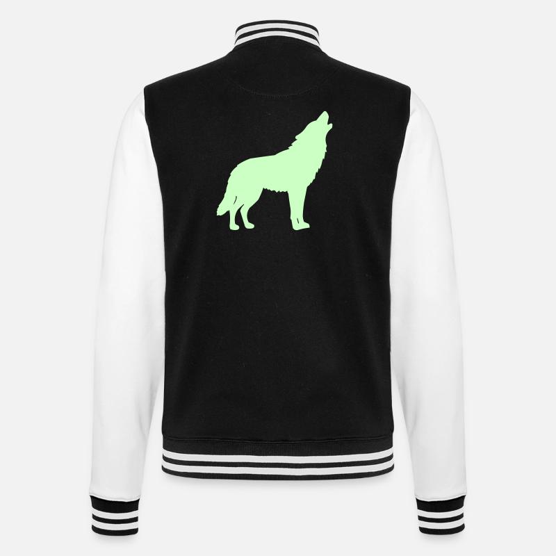 Silhouette de loup vert néon - Veste Teddy - noir/blanc