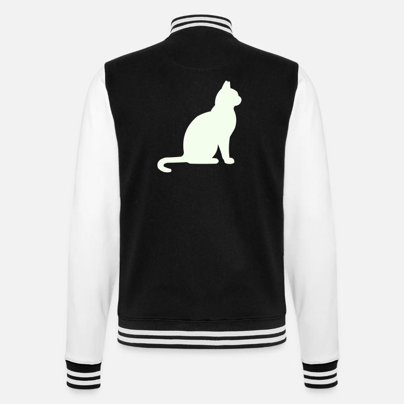 Moonlit Night Cat Silhouette - College Sweat Jacket - black/white