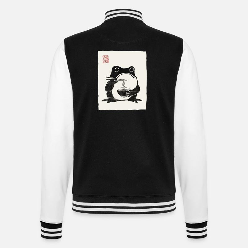 Japanisches Grumpy Frog Ramen-Nudelfest - College-Sweatjacke - Schwarz/Weiß