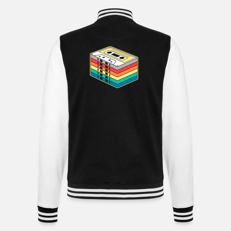 Vibrant Rainbow Cassette Tape - College Sweat Jacket - black/white