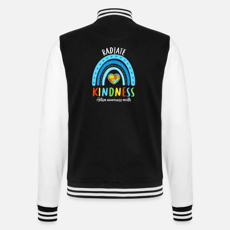 Radiate Kindness: Autism Rainbow - College Sweat Jacket - black/white