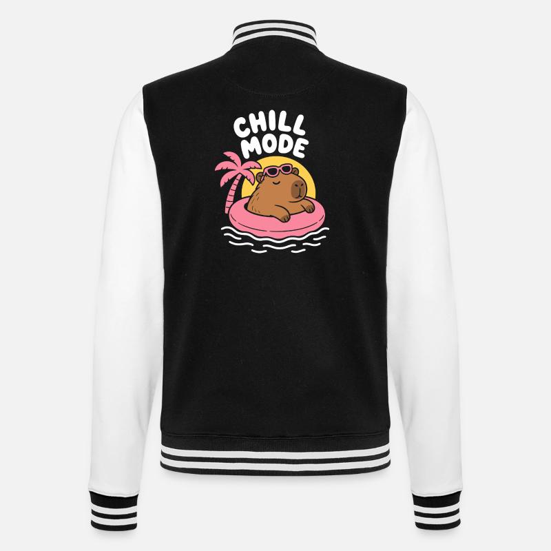 Chill Mode Floating Capybara - College Sweat Jacket - black/white