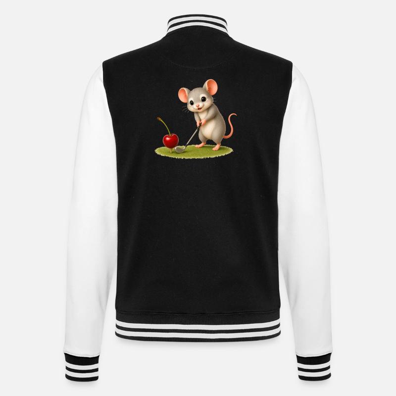 Cute mouse playing golf - College Sweat Jacket - black/white