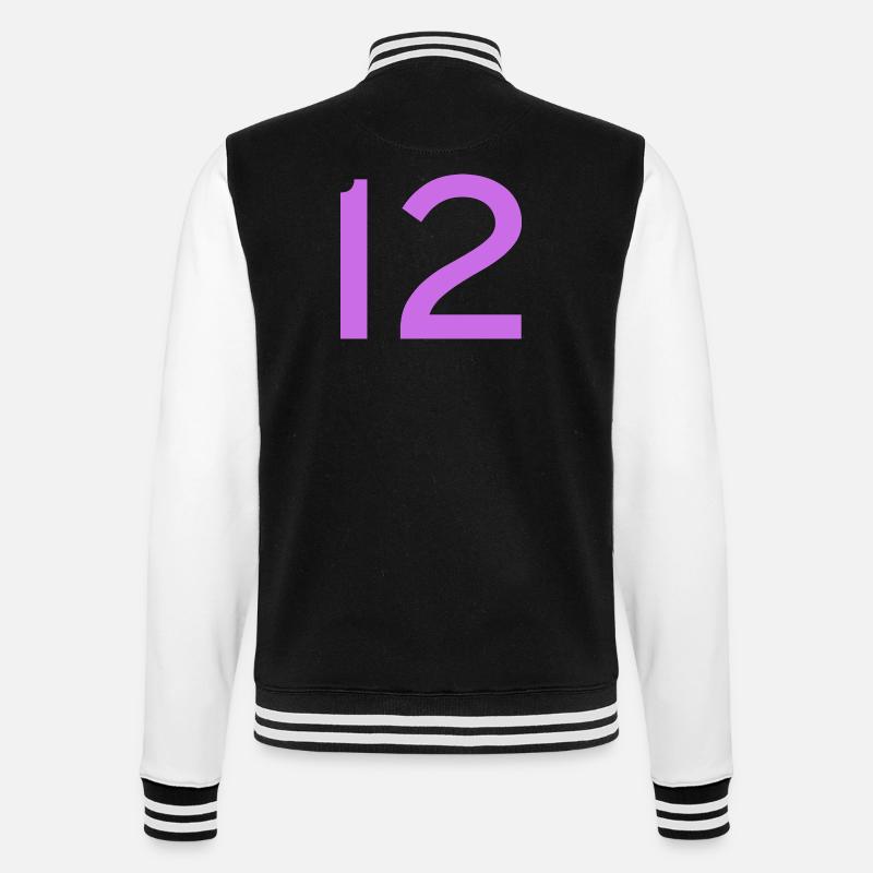 12 - College-Sweatjacke - Schwarz/Weiß