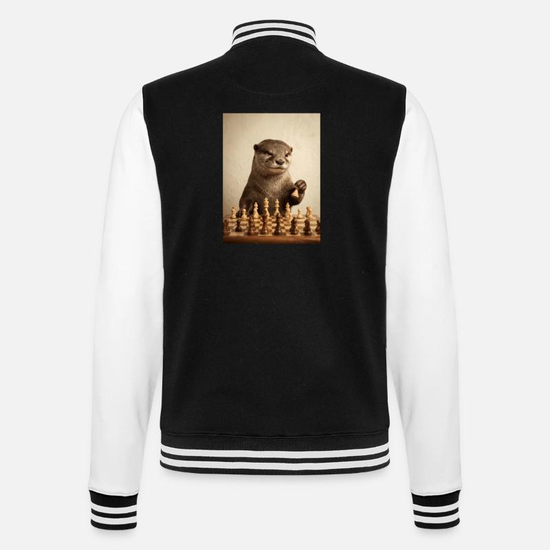 Otter playing chess - College Sweat Jacket - black/white