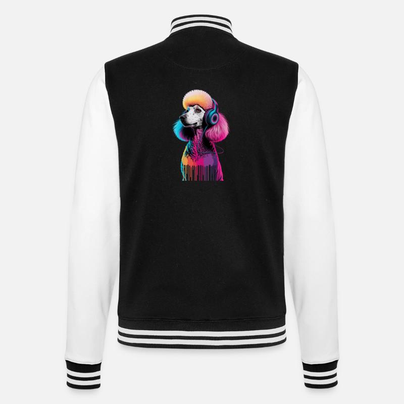Caniche avec un casque - Veste Teddy - noir/blanc