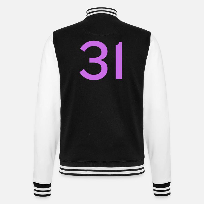31 - College-Sweatjacke - Schwarz/Weiß