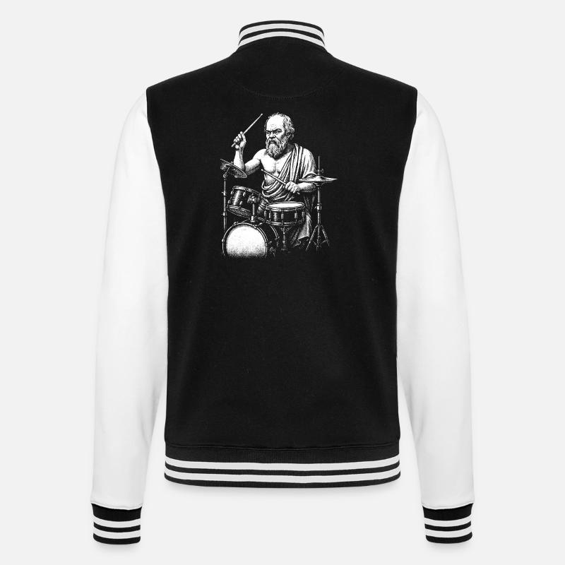 Ancient Greek Philosopher Socrates Drumming - College Sweat Jacket - black/white