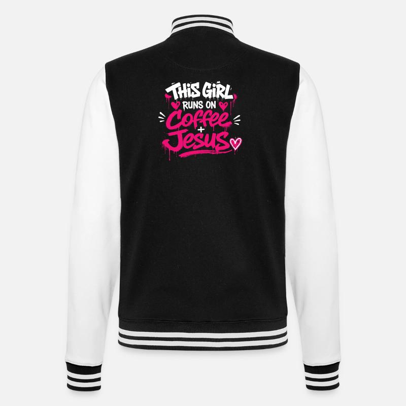 Kaffee & Jesus Graffiti Design - College-Sweatjacke - Schwarz/Weiß
