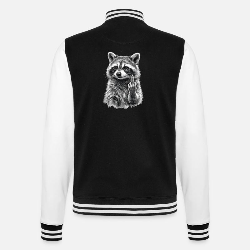 Grumpy Raccoon - College-Sweatjacke - Schwarz/Weiß