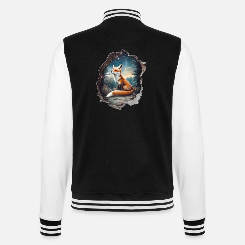 Fuchs Sterne Wald - College-Sweatjacke - Schwarz/Weiß