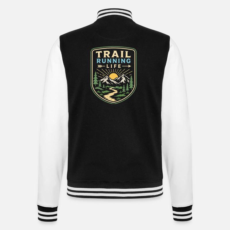 Trailrunning-Leben - College-Sweatjacke - Schwarz/Weiß