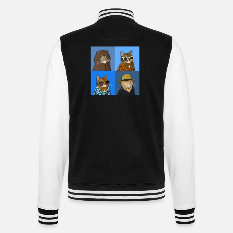 Getigerte Katzensorte - College-Sweatjacke - Schwarz/Weiß