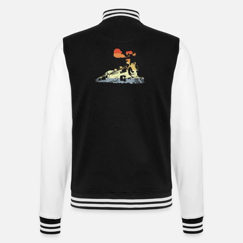 Oldtimer Dampfzug - College-Sweatjacke - Schwarz/Weiß