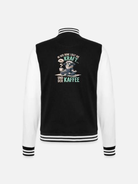 Yoga Schaf Kaffee Morgenmuffel Namaste - College-Sweatjacke - Schwarz/Weiß