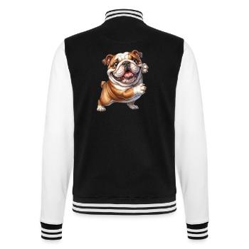 Motif de bouledogue joyeux - Veste Teddy - noir/blanc - Dos - Marisol (170cm)