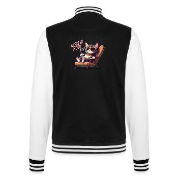 Süßes Katzen-Wochenend-Stimmungs-Katzenliebhaber-Shirt - College-Sweatjacke - Schwarz/Weiß - Hinten - Marisol (170cm)