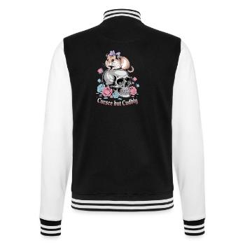 Curse But Cuddly Hamster On Skull - College Sweat Jacket - black/white - Back - Marisol (170cm)
