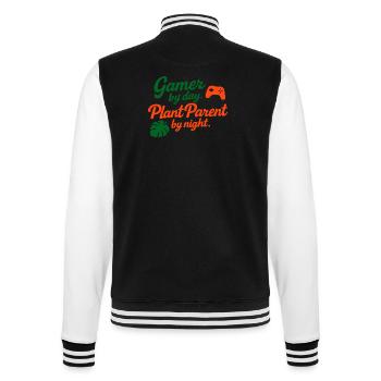 Gamer by Day Plant Parent by Night Shirt - College Sweat Jacket - black/white - Back - Marisol (170cm)
