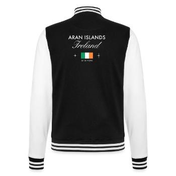 Aran Islands Ireland Coordinates Travel Souvenir - College Sweat Jacket - black/white - Back - Marisol (170cm)