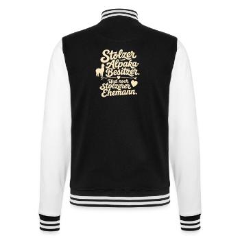 Stolzer Alpaka-Besitzer Und Stolzerer Ehemann - College-Sweatjacke - Schwarz/Weiß - Hinten - Marisol (170cm)