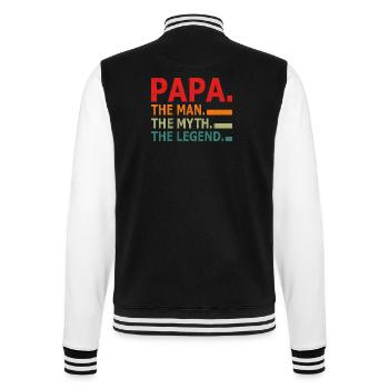 Papa The Man Myth Legend - College Sweat Jacket - black/white - Back - Marisol (170cm)