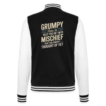 Grumpy hier, um dir zu helfen, in Unfug einzusteigen - College-Sweatjacke - Schwarz/Weiß - Hinten - Marisol (170cm)
