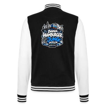 Bana Hamburger Jung derler – Hamburg Streetwear - College-Sweatjacke - Schwarz/Weiß - Hinten - Marisol (170cm)