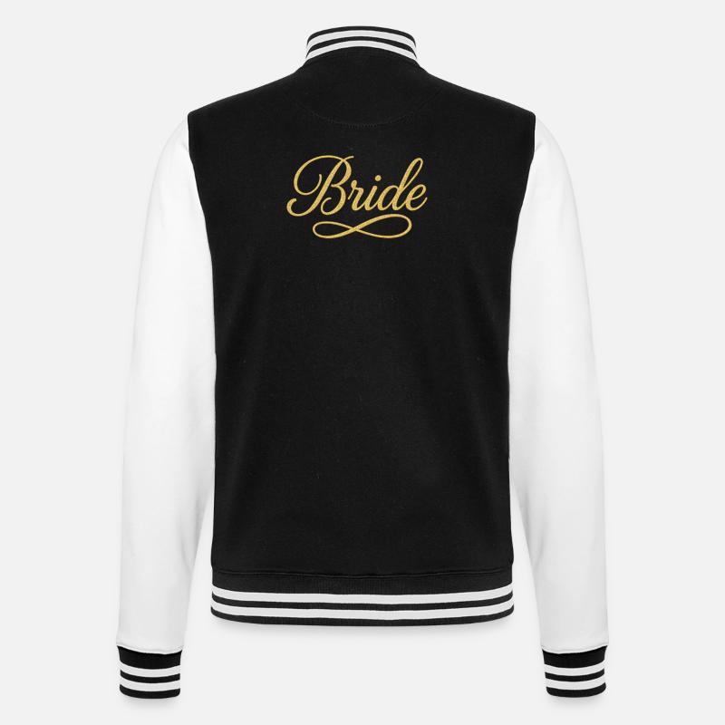Elegant Gold Bride Script Design - College Sweat Jacket - black/white