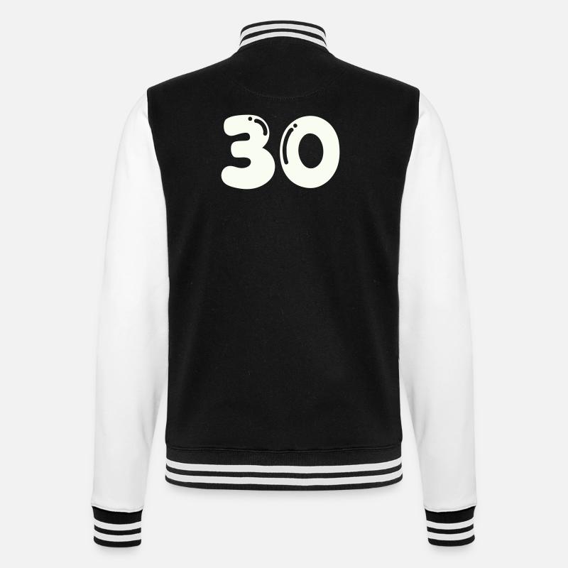 30 - College-Sweatjacke - Schwarz/Weiß