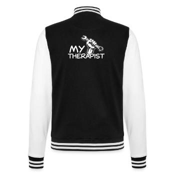 My therapist Car lover car guy mechanic - College-Sweatjacke - Schwarz/Weiß - Hinten - Marisol (170cm)