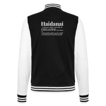 Haidanai Schwäbisch Wörterbuch Definition - College-Sweatjacke - Schwarz/Weiß - Hinten - Marisol (170cm)