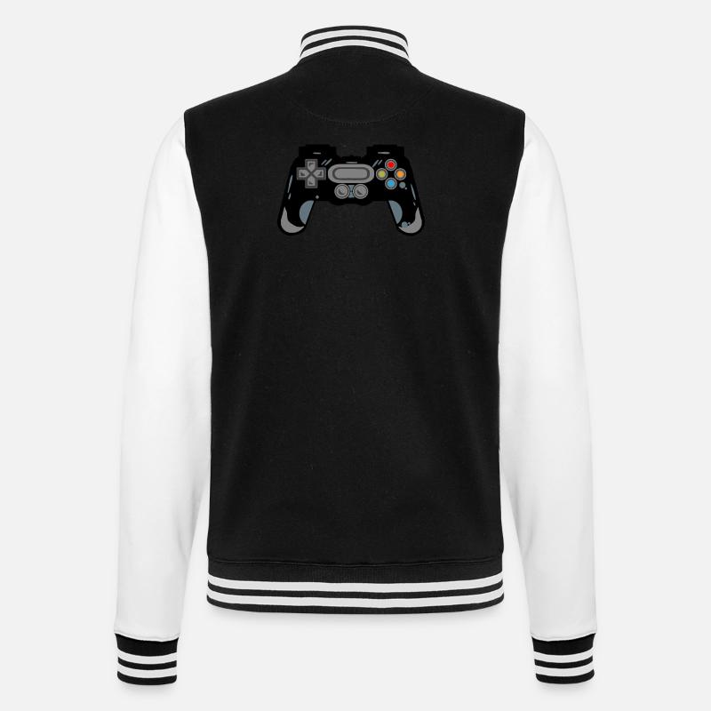 Retro Controller Silhouette - College-Sweatjacke - Schwarz/Weiß