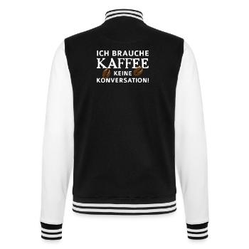 J’ai besoin d’un café - pas de conversation - Veste Teddy - noir/blanc - Dos - Marisol (170cm)
